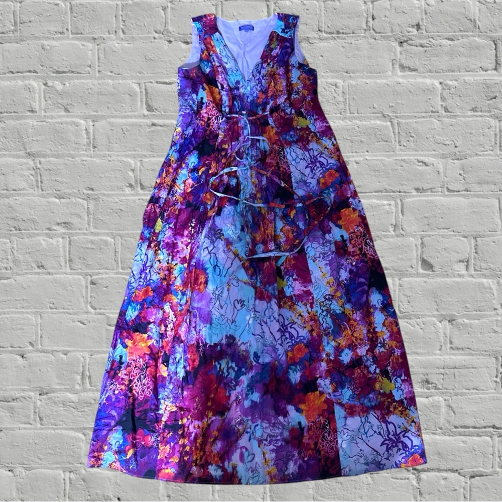 Vivienne Tam Vibrant Floral Maxi Dress in Purple & Blue 14